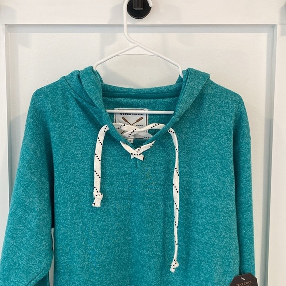 VINEYARD teal green hoodie with kangaroo pocket - Picture 2 of 8